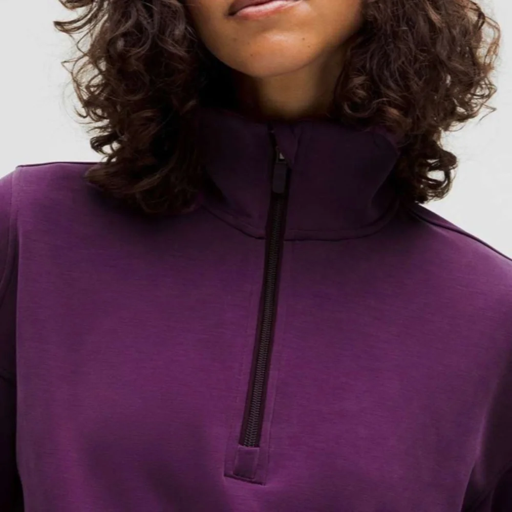 💜 Lululemon | Brushed Softstreme Half Zip | Dramatic Magenta | Size 10 💜 - Picture 4 of 9